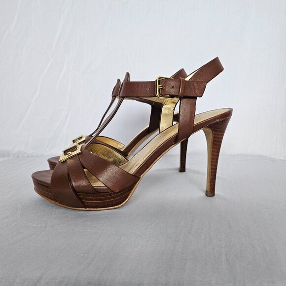 MARC FISHER Brown Stiletto Heels with Gold Accents, Women's Size 6M - Picture 4 of 11